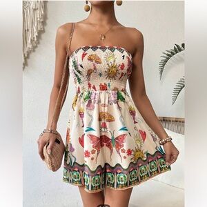 SHEIN Colorful Mushroom Print Banded Shorts Romper Size Small 4 New!